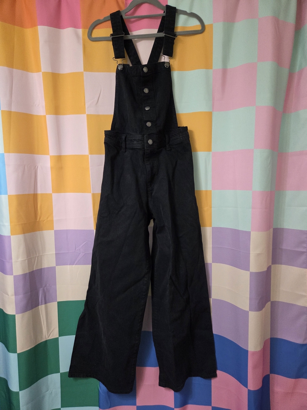 Universal Thread Black Wide-Leg Denim Overalls